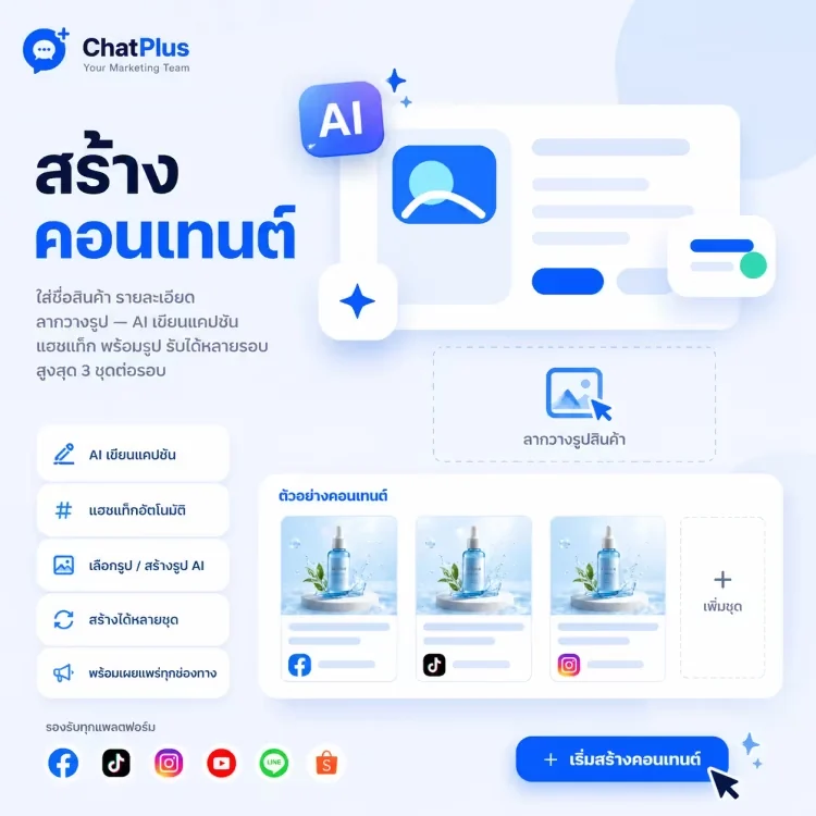 หน้าจอ ChatPlus สำหรับสร้างคอนเทนต์ด้วย AI